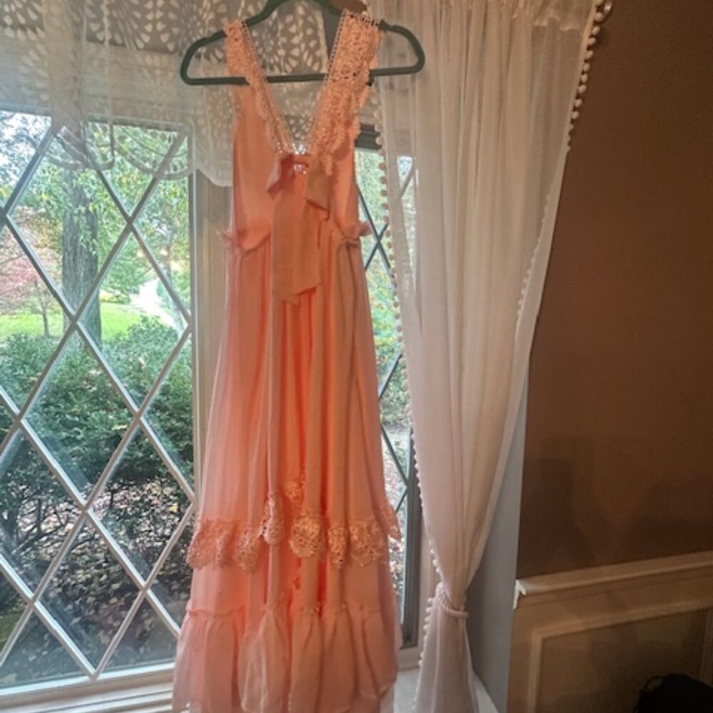 Empire V-neck Sleeveless Floor-Length Lovely Chiffon Dress With Lace